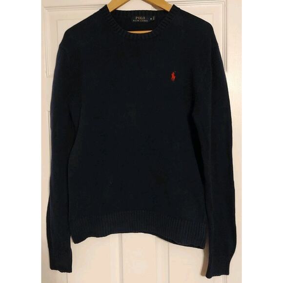 Men's Polo Ralph Lauren Pullover Crew Neck Sweater Navy Blue - Medium - Picture 1 of 5